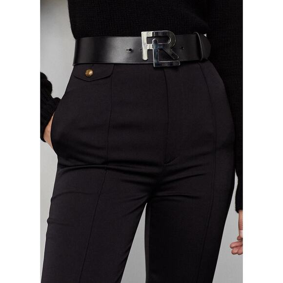Ralph Lauren Collection Wool Pants Crepe Gabardine Trousers Slim Black High Rise - Picture 9 of 15